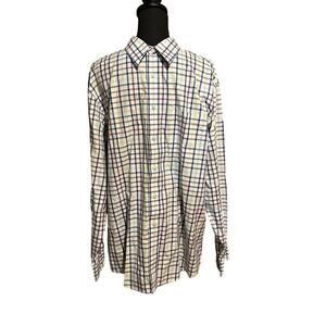 JoS A. Bank Button Front Plaid Collared Shirt Men's L Large